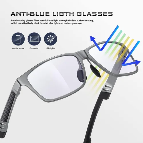Miniatura 6 de Gafas de bloqueo de luz azul para hombres/mujeres, gafas de juegos para computadora, marco de metal