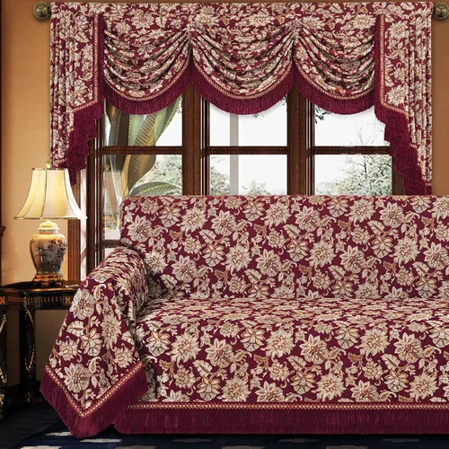 Miniatura 8 de Loom and Mill Fundas de sofá jacquard floral, funda de sofá de felpilla rústica con ribete de flecos para sofá de 2 a 3 cojines, funda de sofá
