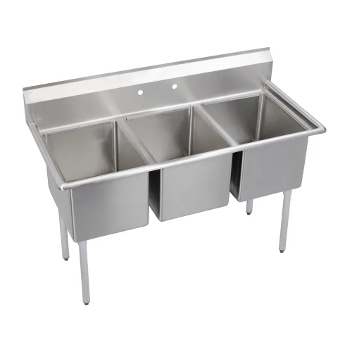 Miniatura 13 de Elkay Foodservice Fregadero de 3 compartimentos, 94 x 23.75 pulgadas OA, altura de trabajo de 36 pulgadas, cuenco de 18 x 18 pulgadas, 12 profundos