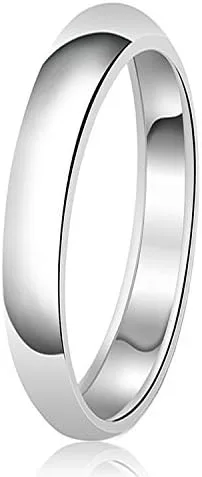 Miniatura 2 de Tioneer Sterling Silver Plain Dome Wedding Band for Men and Women, Made In USA - Custom Text Personalized Ring, 3mm to 8mm Width, Size 4-13