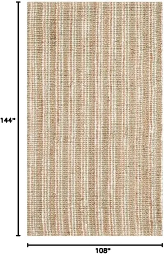 Miniatura 2 de SAFAVIEH Alfombra de área de 9 x 12 pies, colección de fibra natural, grande, salvia y marrón natural, yute hecho a mano, estilo de granja, pelo