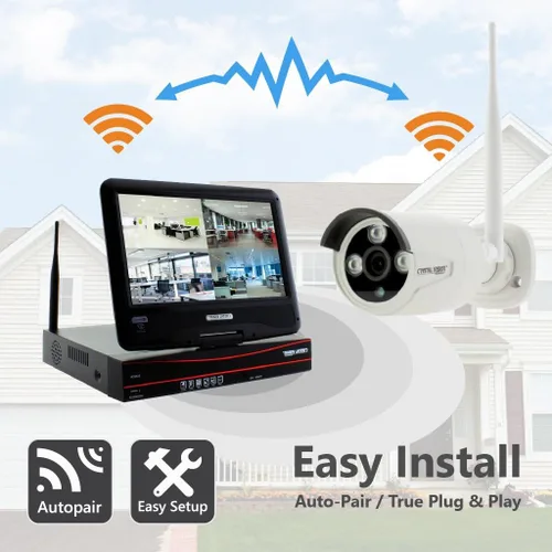 Miniatura 2 de Crystal Vision CVT9608E-3010W Sistema de vigilancia inalámbrico True HD todo en uno NVR CCTV con disco duro de 2 TB, monitor y enrutador integrados