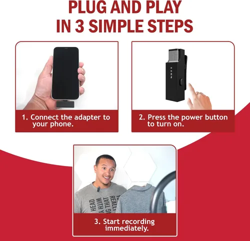 Miniatura 5 de Micrófono Lavalier inalámbrico para iPhone y todos los dispositivos, micrófono único de 2.4 GHz, audio con cancelación de ruido, largo alcance