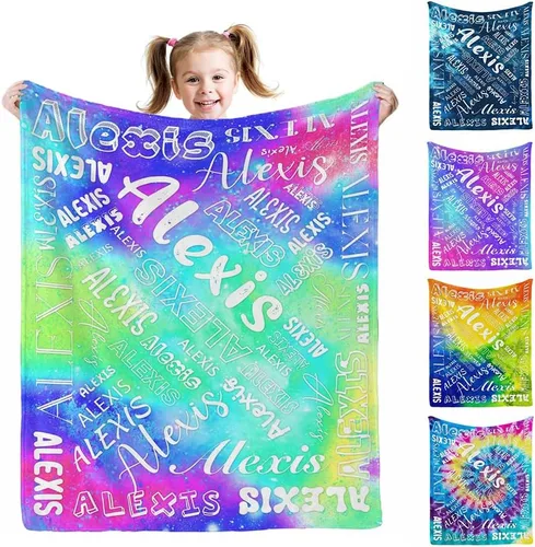 Miniatura 9 de Manta personalizada AOFUN con texto de nombre para adultos y niños, regalo para cumpleaños, boda, Día de San Valentín, 40x30 pulgadas, Estilo 1