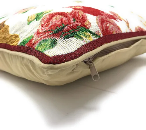 Miniatura 3 de Tache 6250-CC - Funda de cojín tejida para cojín festivo con diseño floral de Navidad, diseño floral, color rojo, 1 pieza de 16 x 16 pulgadas