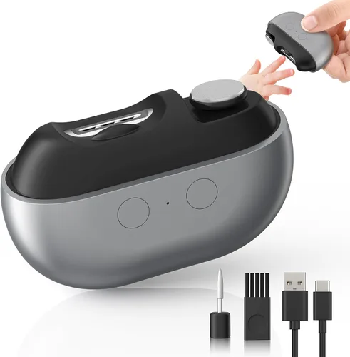 Miniatura 10 de Cortaúñas eléctrico con carga USB: cortaúñas automático con luz LED y almacenamiento de clip, recortadora de uñas de seguridad recargable por USB