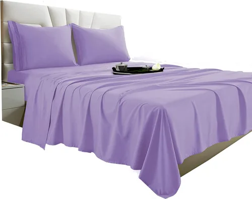 Miniatura 8 de Vacco Juego de sábanas tamaño Queen, sábanas y fundas de almohada de 4 piezas para hotel de lujo de la serie 1800, sábanas ultrasuaves