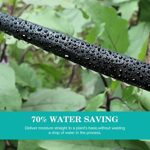 Miniatura 3 de AIODE Manguera de remojo plana de 10 pies para camas de jardín, manguera de goteo resistente, ahorra un 80% de agua para árboles vegetales (10 pies)