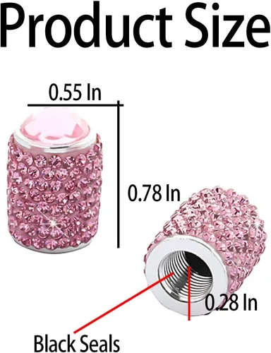 Miniatura 2 de zipelo Tapas de vástago de válvula con brillo, paquete de 4 unidades, con cristal de diamantes de imitación para neumático de coche, tapa de vástago