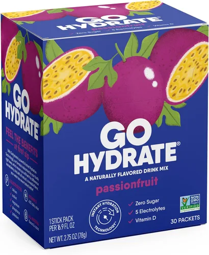 Miniatura 10 de GoHydrate Paquetes de polvo de hidratación instantánea, mezcla de bebidas con electrolitos bajos en sodio, apoyo de hidratación natural, bebida