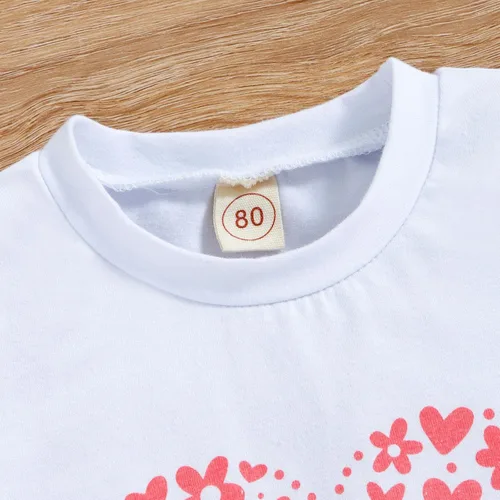 Miniatura 5 de Toddler Girls Valentine's Day Short Sleeve Letter T Shirt Pullover Tops Bell Bottoms Pants Kids Infant Girl