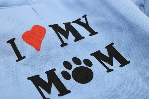 Miniatura 3 de Camiseta para mascotas con texto en inglés "I Love My Mom", para perros pequeños, XS, azul
