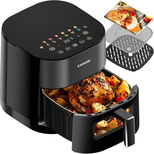 Miniatura 14 de CARORI Freidora de aire de 6 cuartos con ventana de visión, 12 preajustados, gran capacidad, 400 ℉ máximo crujiente, 1700 W comidas rápidas incluso