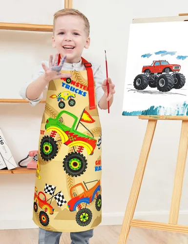 Miniatura 5 de Paquete de 2 delantales para niños pequeños, delantales artísticos para niños pequeños