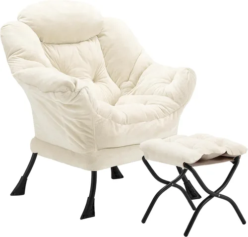Miniatura 27 de Youtanic - Silla de Tela de Terciopelo Grueso y Acolchado, Cómoda Silla de Estar Contemporánea con Marco Estable, Sillón de Sofá de Ocio