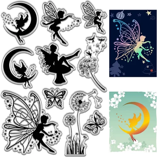 Miniatura 10 de CRASPIRE Sellos Transparentes con Fondo de Grieta Vintage Retro, Sellos de Goma Reutilizables de Silicona Transparente para Álbum de Fotos, Álbum