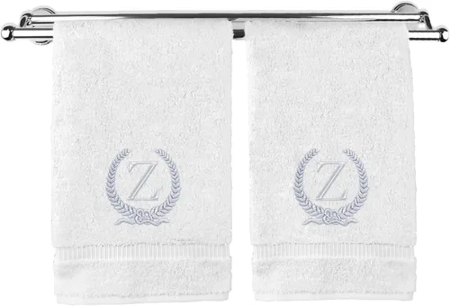 Miniatura 32 de Toalla de mano con monograma, regalo personalizado, 16 x 30 pulgadas, diseño de corona dorada bordada con letra blanca en toalla negra, extra