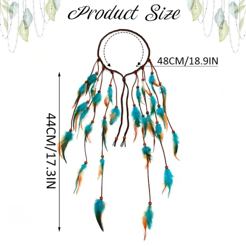 Miniatura 5 de GORTIN Diadema de plumas bohemias, disfraz gitano, tocado negro, bohemio, hippie, banda para el pelo para festival indio, accesorio para el cabello