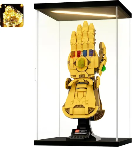 Miniatura 21 de Vitrina de acrílico para coleccionables, cajas de acrílico transparente para exhibir minifiguras, trofeos, casco de construcción iluminado