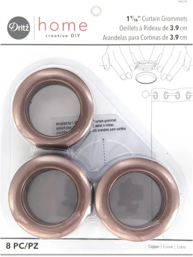 Miniatura 20 de Cortina con arandelas 1 pulgada, diámetro del plástico interior 8/Pkg Blanco