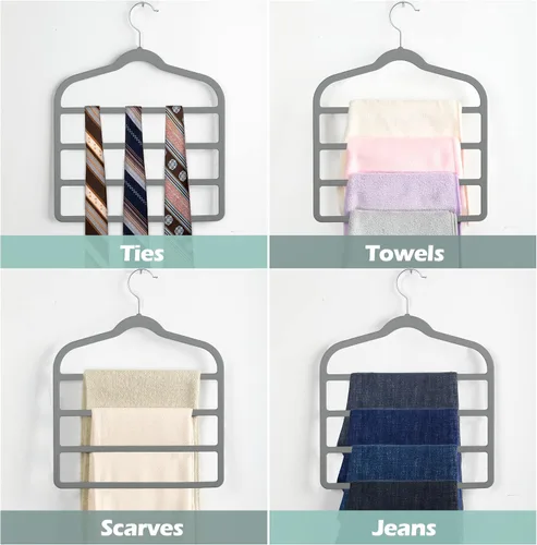 Miniatura 6 de Percha de pantalones de terciopelo que ahorra espacio, antideslizante, percha para pantalones y pantalones cortos, Myfolrena, perchas para jeans