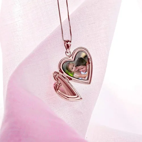 Miniatura 9 de Collar con medallón de fotos de corazón chapado en oro rosa de 34 pulgadas x 34 pulgadas incluye cadena de 18 pulgadas collares personalizados