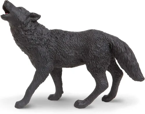 Safari Ltd. Figura de lobo negro, figura detallada de plástico de 3.7 pulgadas, divertido juguete educativo para niños, niñas y niños a partir de 3