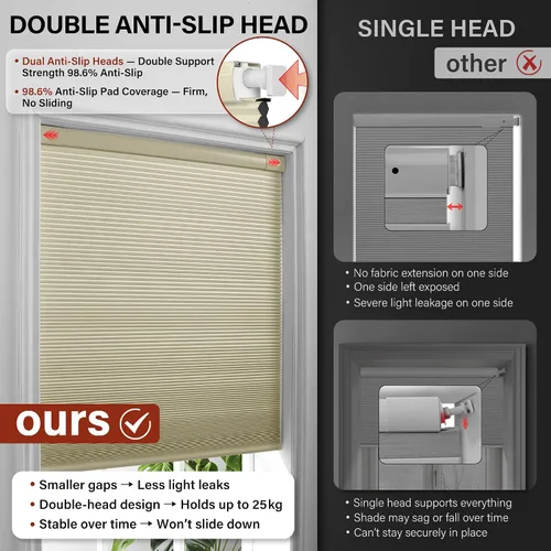 Miniatura 3 de Persianas opacas de celdas fáciles de instalar, para ventanas interiores, persianas de panal sin cordón, con aislamiento térmico y reducción