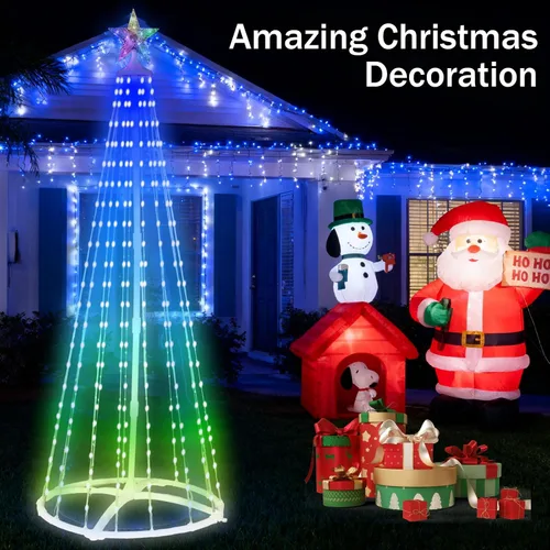 Miniatura 3 de Hoofun Luces de árbol de Navidad para decoraciones al aire libre: árboles de Navidad iluminados inteligentes de 6 a 8 pies, control de aplicación