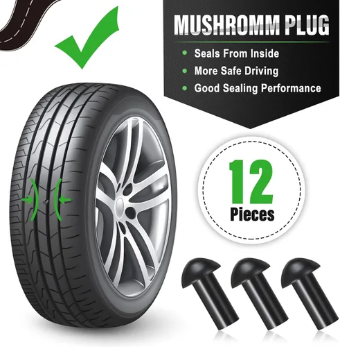 Miniatura 2 de Landhoow Kit de reparación de tapones de neumáticos con 12 piezas de tapones de neumáticos de hongo, reparación de neumáticos de alta resistencia