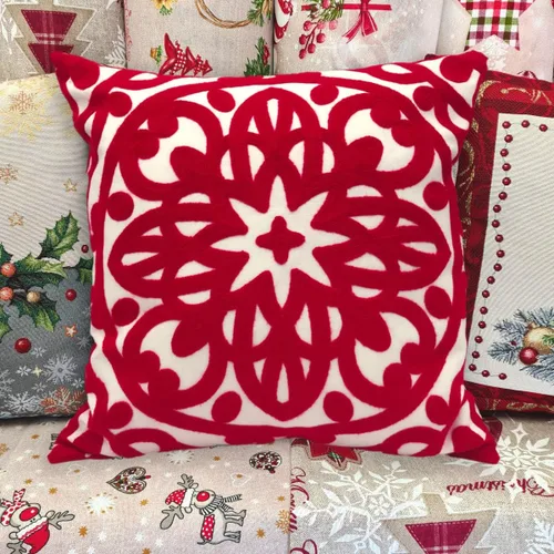 Miniatura 32 de Alysheer - Funda de almohada lumbar decorativa bordada 12" x 20", patrón de bordado clásico Boho Mandala, funda de cojín rectangular de algodón