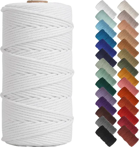 Miniatura 90 de NOANTA - Cuerda de macramé color beige natural, 1/8 pulgadas (3 mm) x 109 yardas (100 metros), cuerda de algodón colorido para colgar en la pared