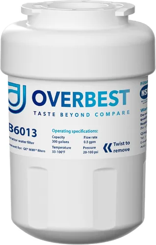 Overbest OB6013 Reemplazo para GE® MWF®, SmartWater® MWFP, MWFA, GWF, MWFAP, HDX FMG-1, WFC1201, HWF, GSE25GSHECSS, 9991, RWF1060, 197D6321P006