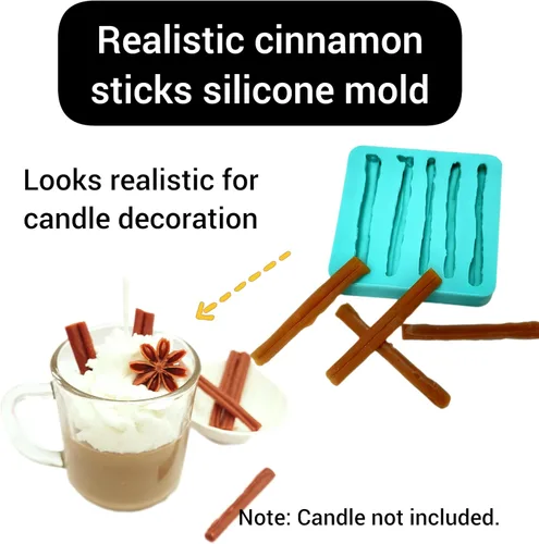 Miniatura 3 de Molde de silicona de canela 5 cavidades - Molde para hacer velas - Molde de resina - Molde de jabón Molde flexible de canela realista MS2006