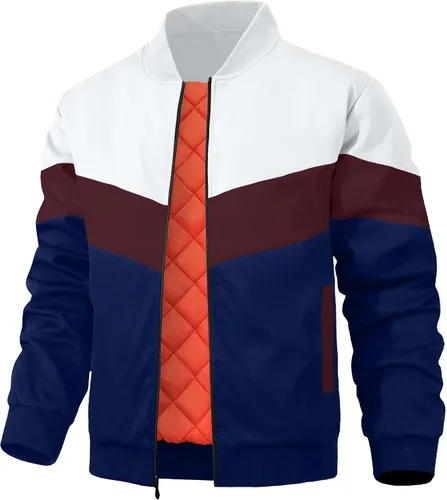 Miniatura 8 de HYPESTFIT Chaqueta bomber para hombre, casual, resistente al viento, para otoño e invierno, abrigos, acolchados, con aislamiento
