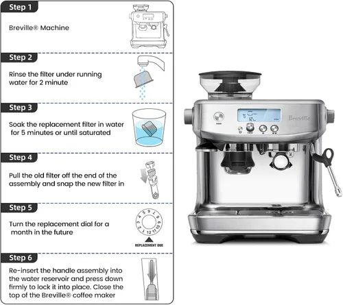 Miniatura 5 de Paquete de 2 filtros Breville de carbón para máquinas de espresso, reemplazos de filtro de agua para máquina de café espresso Breville