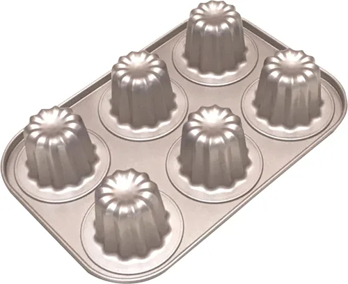 Molde de canele antiadherente para magdalenas, molde de acero al carbono, bandeja para hornear pasteles franceses, 6 tazas para hacer mini pan,