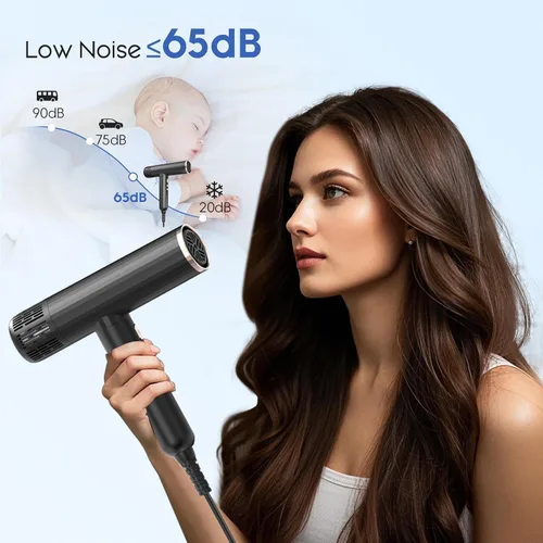 Miniatura 6 de Nicebay Secador de Pelo Iónico con Difusor para Cabello Rizado, Motor Sin Escobillas de Alta Velocidad de 1600W y 110000RPM para Secado Rápido