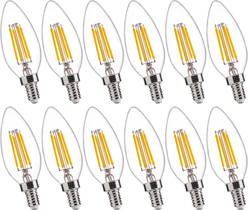 Miniatura 9 de FLSNT Amber LED Candelabra Light Bulbs 40W Equivalent, B11 E12 LED Chandelier Bulbs, 2200K Warm White, Dimmable, 330LM, 96 Pack UL,CA65 Listed.