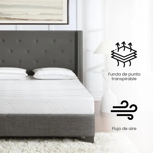 Miniatura 5 de Colchón de Cama Tamaño Twin de Espuma Viscoelástica con Gel en una Caja, Firmeza Media y Buen Soporte, Diseño Removible y Lavable, Tela
