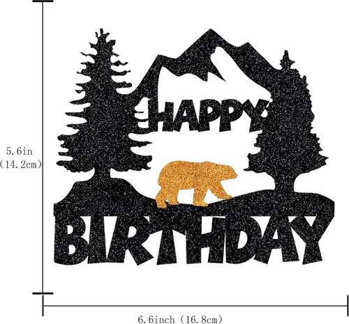Miniatura 5 de Decoración de pastel de oso para decoración de fiesta de cumpleaños, suministros de fotos, decoración de pastel de feliz cumpleaños con purpurina