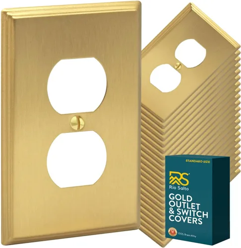 Miniatura 16 de Rio Salto BRASS - Placa de pared moderna de metal dorado para interruptor de luz o cubierta de enchufe, placa de pared para receptáculo individual