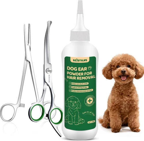 Herramienta de depilación de orejas de perro, polvo fácil de arrancar las orejas para perros, polvo mejorado para orejas de perro, hemostáticos y
