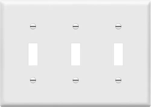 Miniatura 22 de ENERLITES Placa de interruptor triple para pared, placa para interruptor de palanca, acabado brillante, tamaño estándar de 3 posiciones 4.50" x Gris
