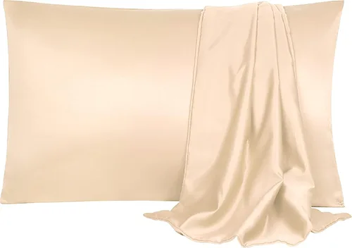 Miniatura 31 de uxcell Paquete de 2 fundas de almohada de satén de seda para cabello y piel, frescas, sedosas, suaves y transpirables, tamaño estándar de 20 x 26