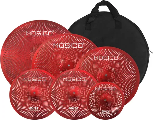 Miniatura 10 de Arborea Paquete de Platillos de Bajo Volumen 8 piezas Negros para Práctica Silenciosa para Set de Tambores 10"/12" Splash/14" HiHats/16" Crash/18