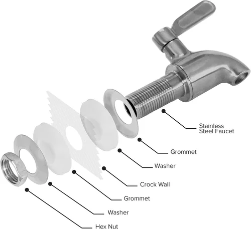 Miniatura 4 de Dispensador de agua de cerámica de porcelana Geo Sports, soporte de madera de 8 pulgadas, grifo de acero inoxidable, válvula incluida. Se adapta a