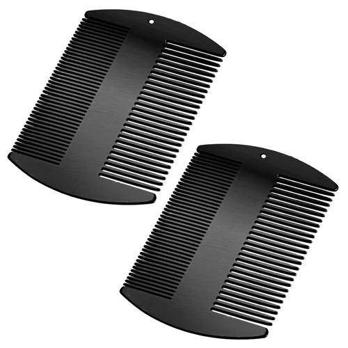 Boao 2 peines de metal para el cabello para mujeres y hombres, peine de acero inoxidable para barba, bigote, tamaño de tarjeta de crédito, cartera