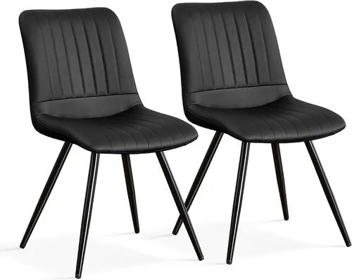 Miniatura 20 de Sillas de comedor, modernas sillas de comedor con cojines gruesos, sillas tapizadas de piel sintética para cocina, comedor con patas de metal