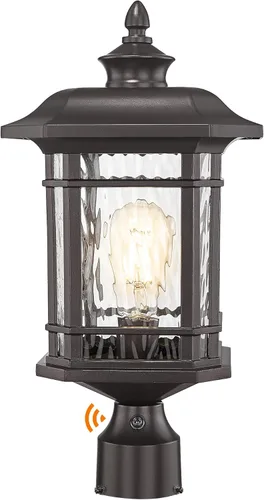Miniatura 8 de Emliviar Luz exterior para poste, lámpara de poste negro para exteriores, aluminio con vidrio sembrado, WE270P BK